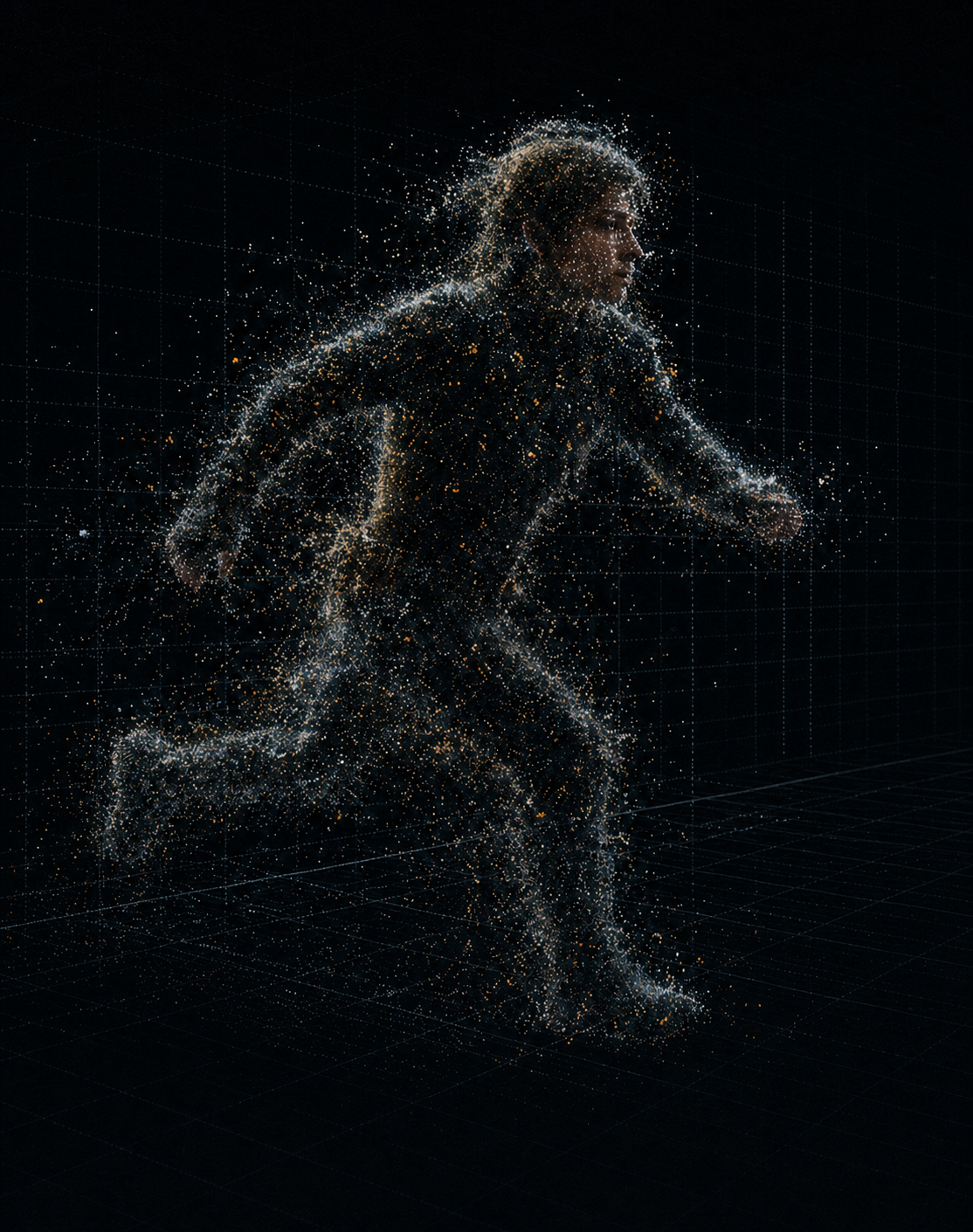 A moving performer represented as a four-dimensional Gaussian splat